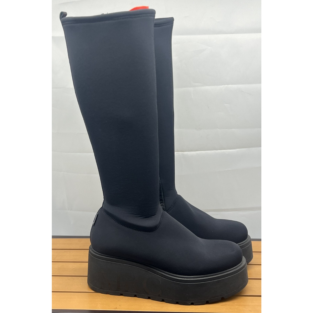 Marco Moreo Italy Black Neoprene Platform Boots Size 40 US 9/9.5